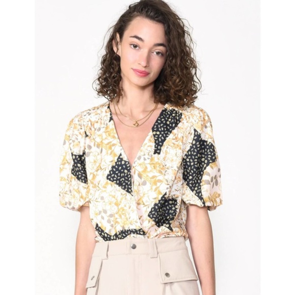 NWT Greylin Cropped Patchwork Blouse - Size XS